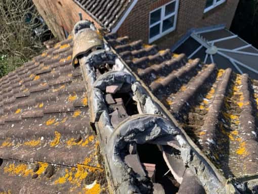 this is a photo of a roof needing repairs in Uckfield